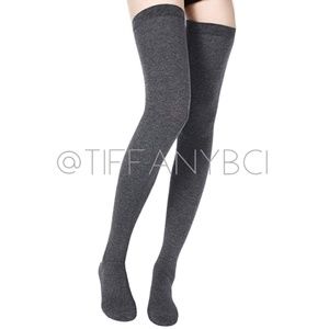 Dark Gray Over The Knee Thigh High Socks